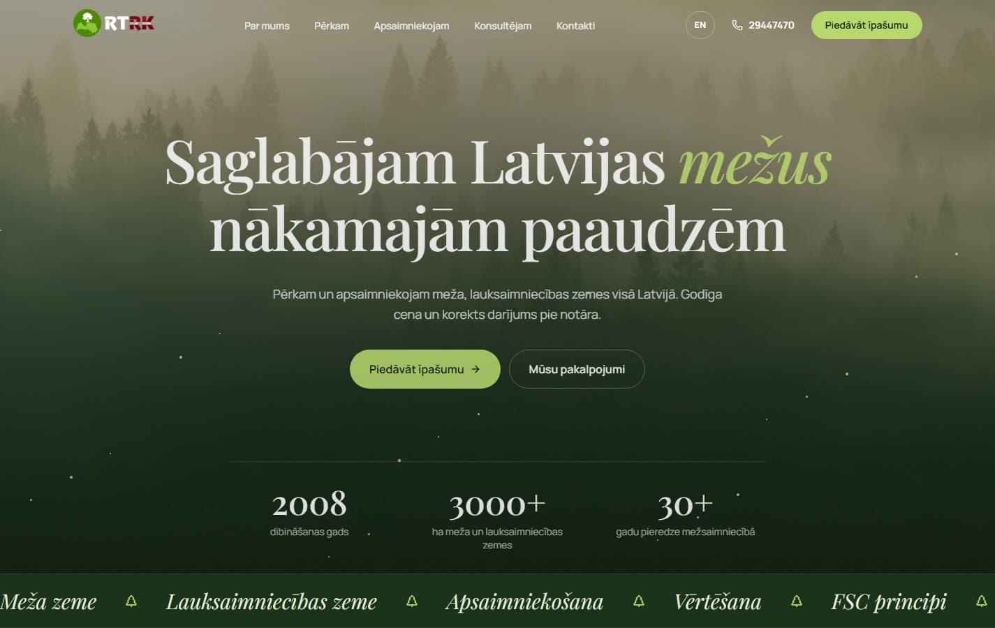 SIA RTRK - Uzņēmuma mājaslapas izstrāde